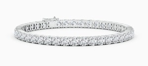 Lab-grown diamond tennis bracelet on wrist