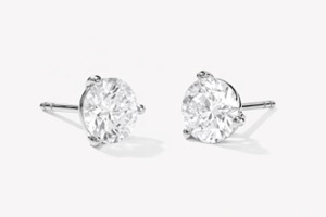 Round brilliant lab-grown diamond stud earrings in a minimal white gold setting