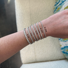 Tennis bracelet size comparison on wrist from 2 CTW to 10 CTW