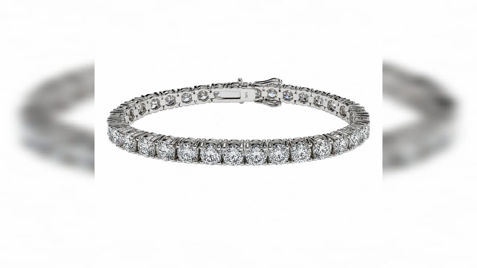 Lab-grown diamond tennis bracelet on wrist